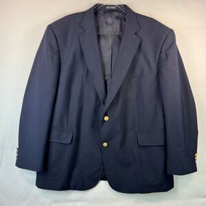 David Taylor Navy Blue Blazer Gold Buttons Classic Wool‎ Blend Sport Coat 48R